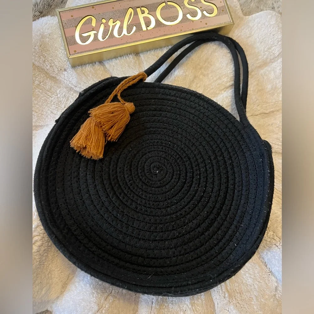 Black Macrame Hand Bag with Tassle